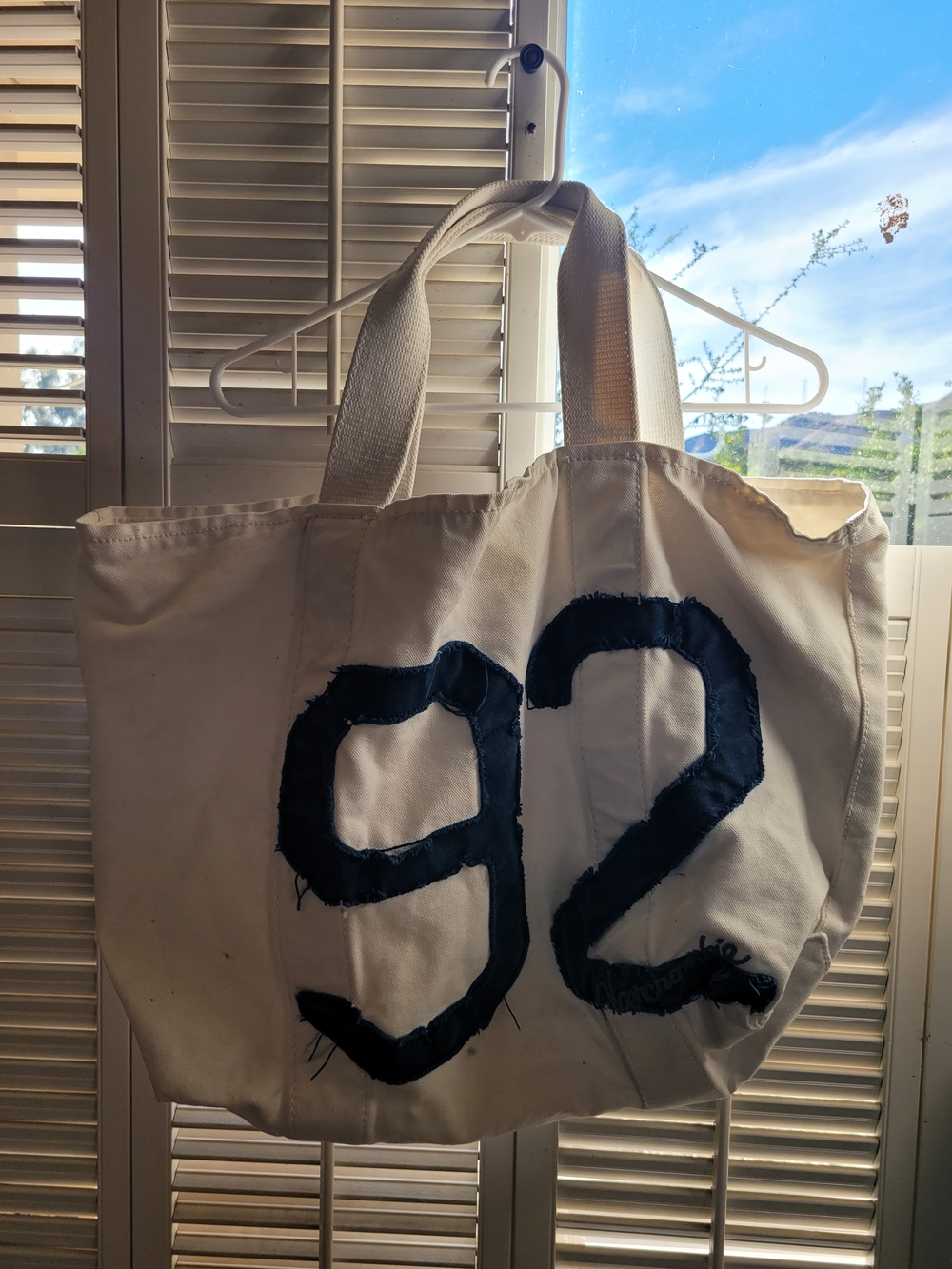 Vintage Y2k Abercrombie &Fitch Canvas White Tote Bag Navy '92'